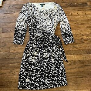 Ralph Lauren Black and White Midi Wrap Dress